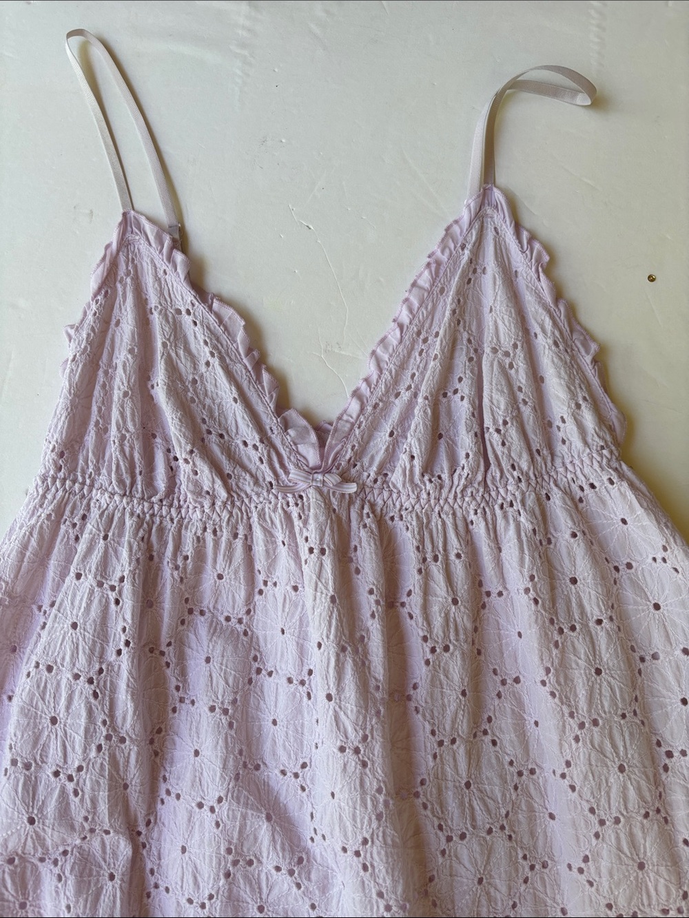 Vintage Y2K Victoria’s Secret Angel Eyelet Babydoll Cotton Mini Dress Slip Lilac - Picture 9 of 17
